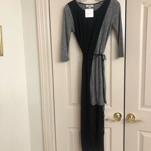 Black long dress with gray shirt